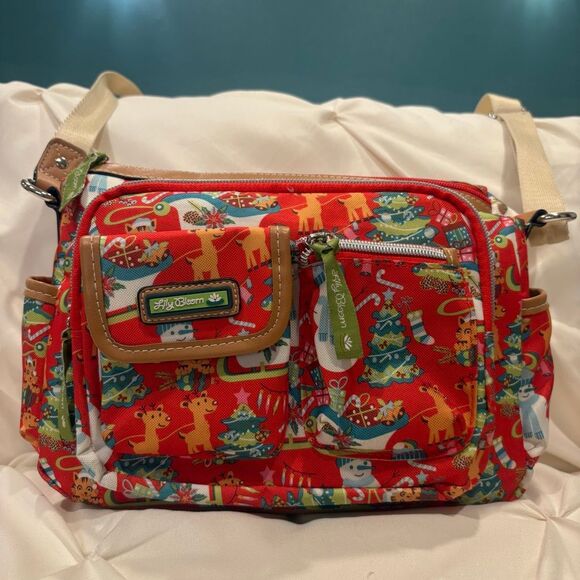 Eco Lily Bloom Red Christmas Holiday Icons Crossbody Purse Hard To Find Style - Picture 1 of 13